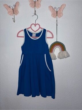 Hanna Andersson Royal Blue Tank Dress with White Trim